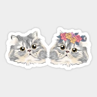 Couple Twin Boy and Girl Gray Cat _ Bunniesmee Sticker